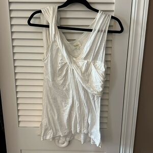 ✨ Anthropologie Deletta White Cotton Twist-Front Tank — Size Medium EUC ✨